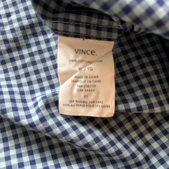 Vince Men’s Cotton SS Button-Up Teal/Navy Checked Shirt Size XL - Picture 4 of 4